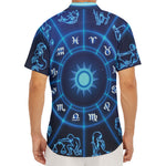 Blue Light Zodiac Circle Print Men's Deep V-Neck Shirt