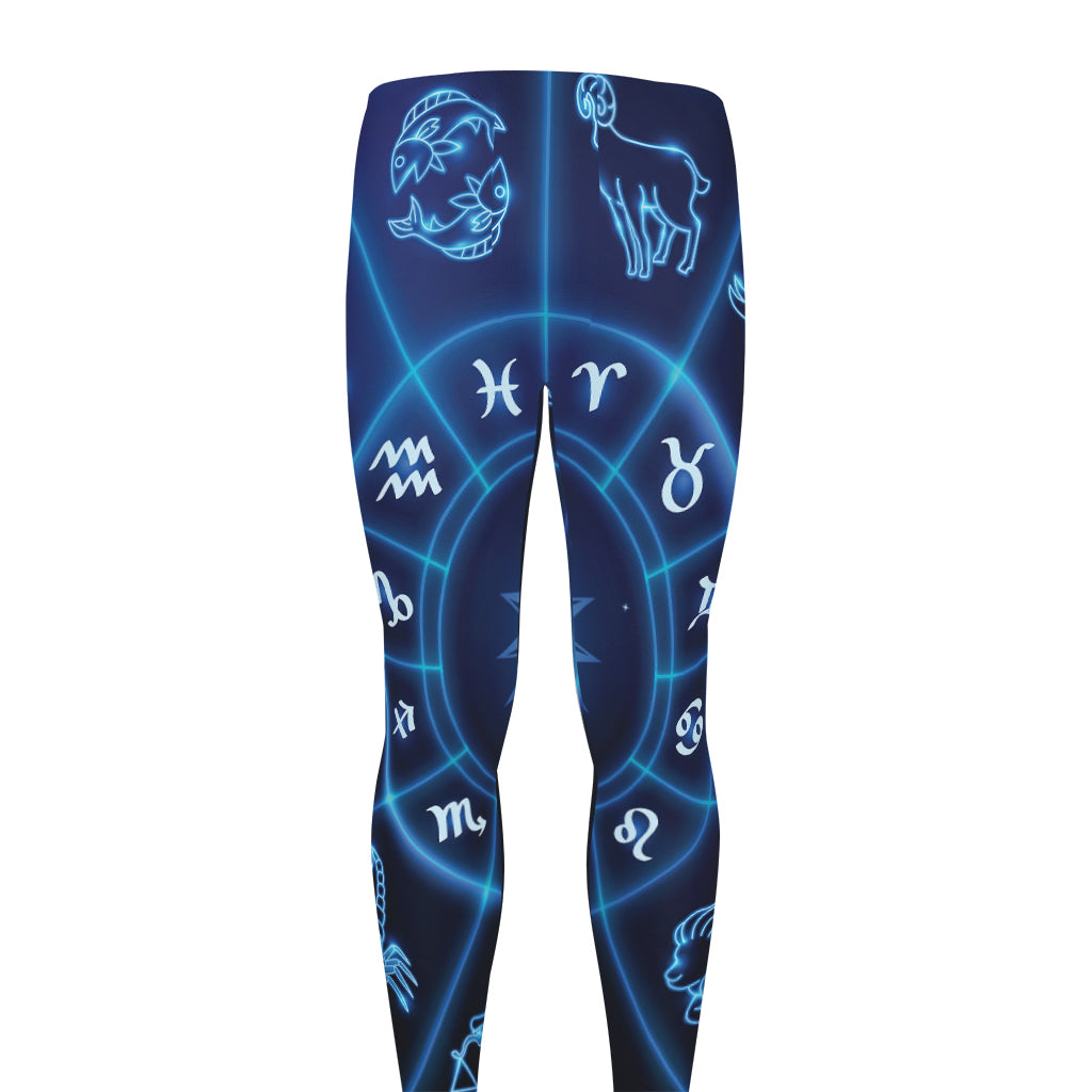 Blue Light Zodiac Circle Print Men's leggings