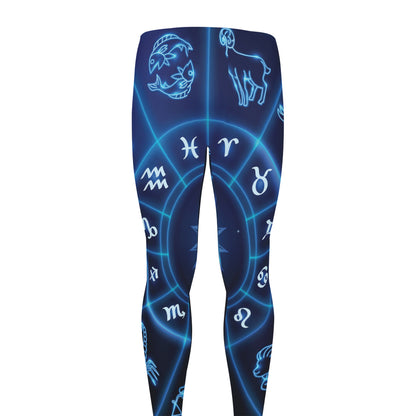 Blue Light Zodiac Circle Print Men's leggings