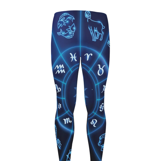 Blue Light Zodiac Circle Print Men's leggings