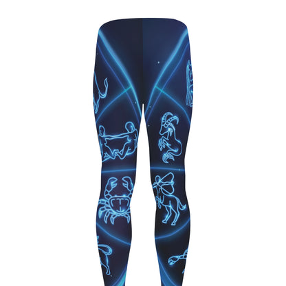 Blue Light Zodiac Circle Print Men's leggings