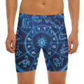 Blue Light Zodiac Circle Print Men's Long Boxer Briefs