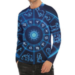 Blue Light Zodiac Circle Print Men's Long Sleeve Rash Guard