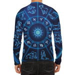 Blue Light Zodiac Circle Print Men's Long Sleeve Rash Guard