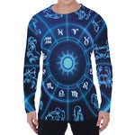Blue Light Zodiac Circle Print Men's Long Sleeve T-Shirt