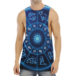 Blue Light Zodiac Circle Print Men's Muscle Tank Top