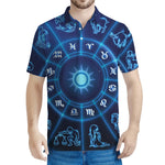 Blue Light Zodiac Circle Print Men's Polo Shirt