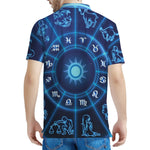 Blue Light Zodiac Circle Print Men's Polo Shirt
