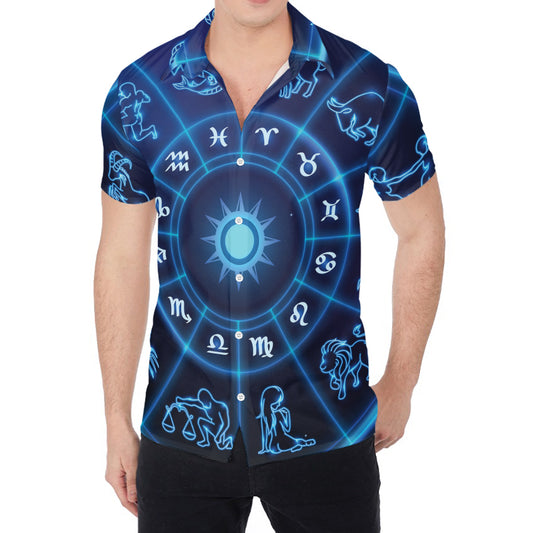 Blue Light Zodiac Circle Print Men's Shirt