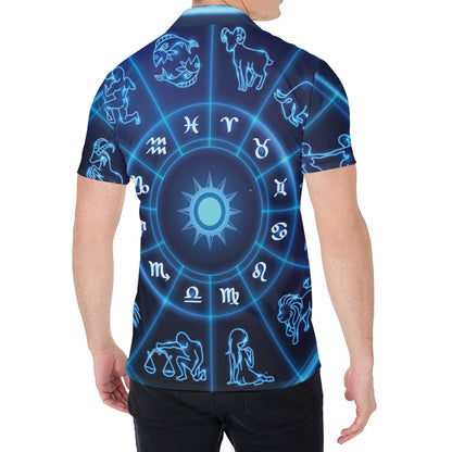 Blue Light Zodiac Circle Print Men's Shirt