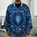 Blue Light Zodiac Circle Print Men's Shirt Jacket