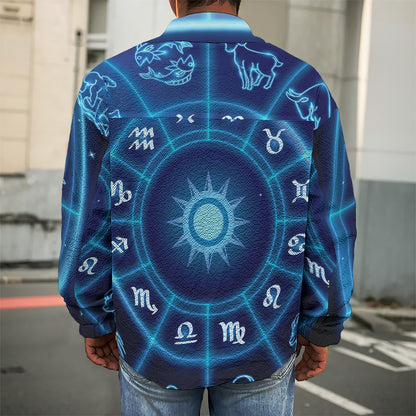 Blue Light Zodiac Circle Print Men's Shirt Jacket