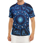 Blue Light Zodiac Circle Print Men's Short Sleeve Rash Guard