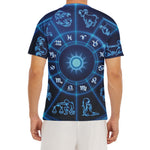 Blue Light Zodiac Circle Print Men's Short Sleeve Rash Guard
