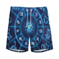 Blue Light Zodiac Circle Print Men's Athletic Shorts