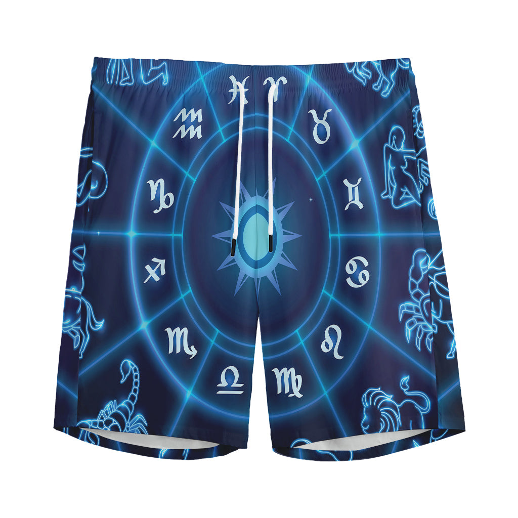 Blue Light Zodiac Circle Print Men's Sports Shorts