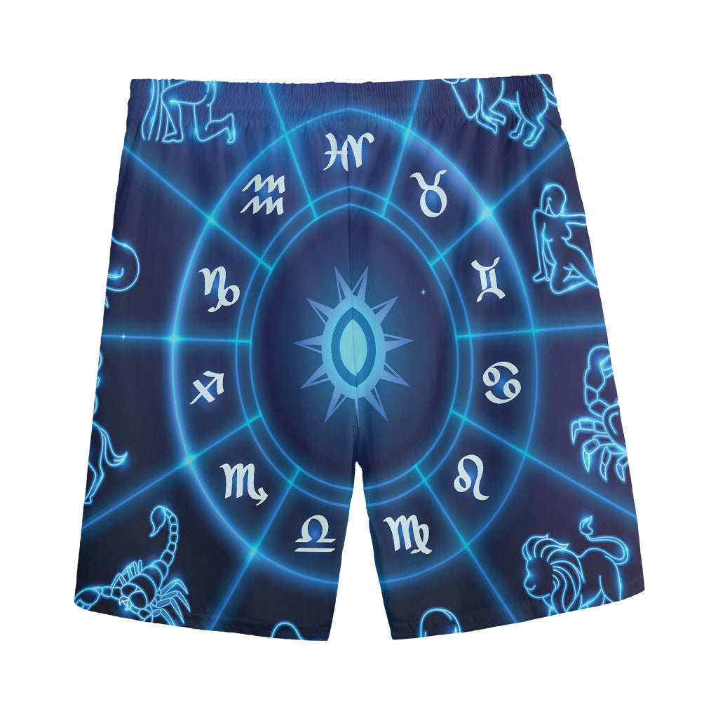Blue Light Zodiac Circle Print Men's Sports Shorts