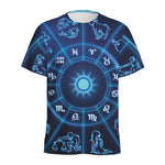 Blue Light Zodiac Circle Print Men's Sports T-Shirt