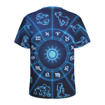 Blue Light Zodiac Circle Print Men's Sports T-Shirt