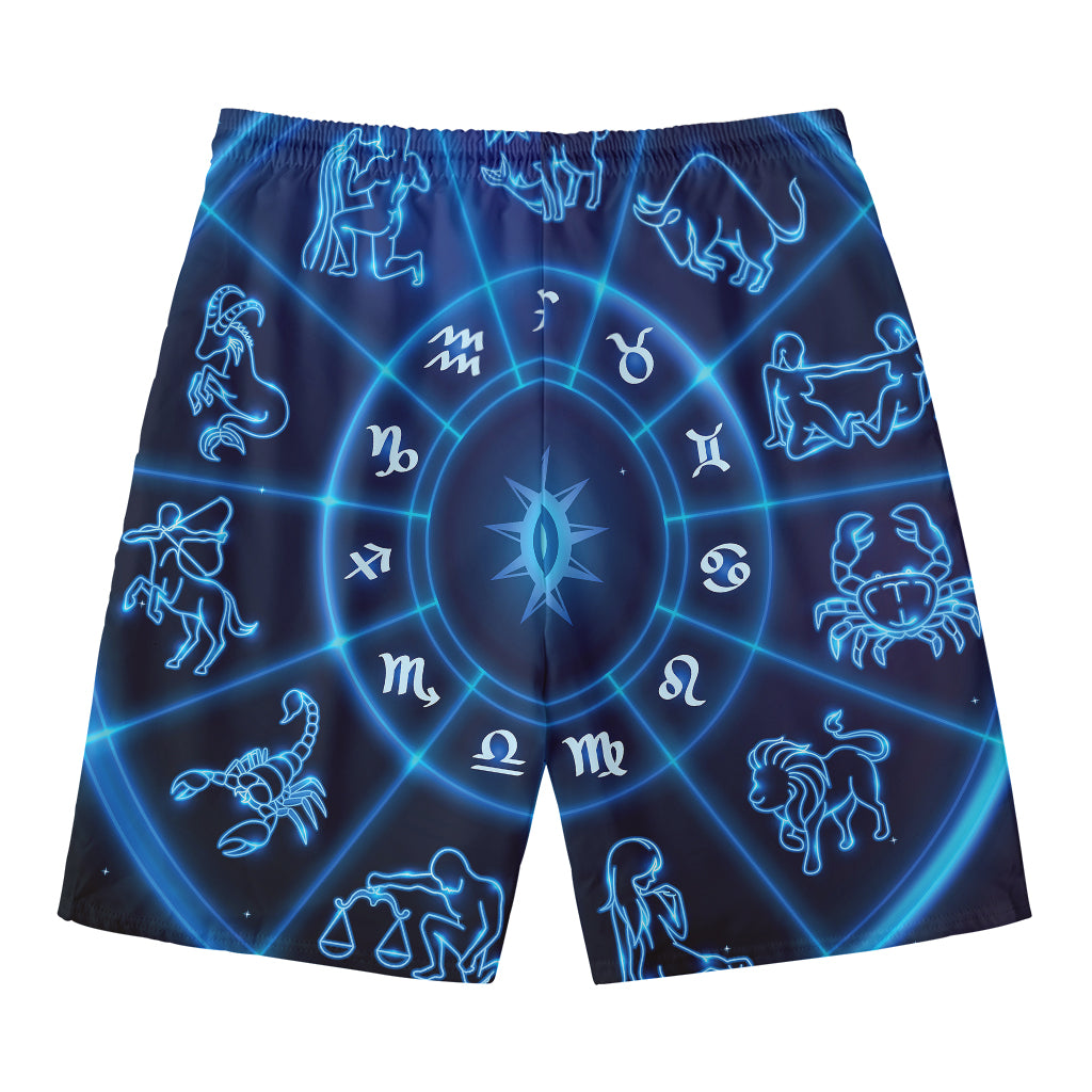 Blue Light Zodiac Circle Print Men's Swim Trunks