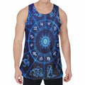 Blue Light Zodiac Circle Print Men's Velvet Tank Top