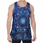 Blue Light Zodiac Circle Print Men's Velvet Tank Top