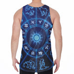 Blue Light Zodiac Circle Print Men's Velvet Tank Top