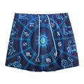 Blue Light Zodiac Circle Print Mesh Shorts