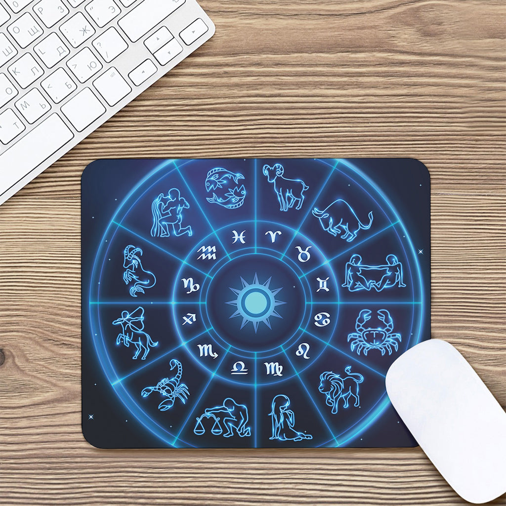 Blue Light Zodiac Circle Print Mouse Pad