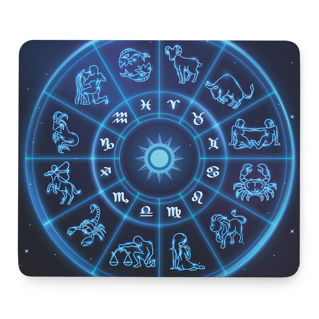 Blue Light Zodiac Circle Print Mouse Pad