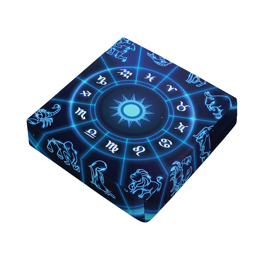 Blue Light Zodiac Circle Print Outdoor Seat Cushion Cover