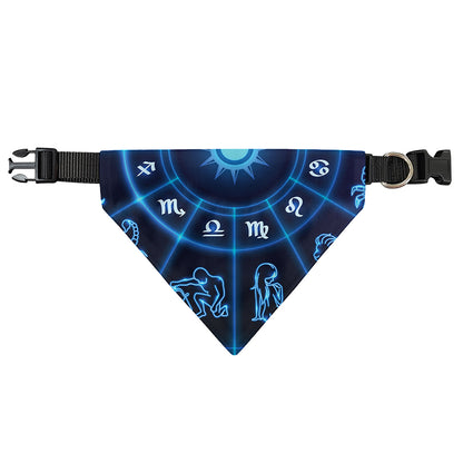 Blue Light Zodiac Circle Print Over The Collar Dog Bandana