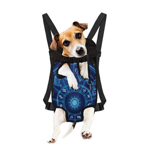 Blue Light Zodiac Circle Print Pet Carrier Backpack