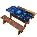 Blue Light Zodiac Circle Print Picnic Table Cover
