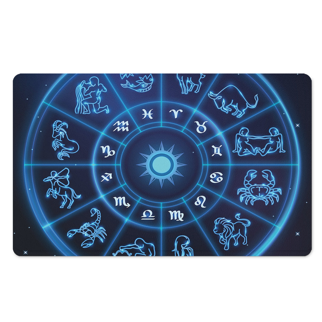 Blue Light Zodiac Circle Print Polyester Doormat