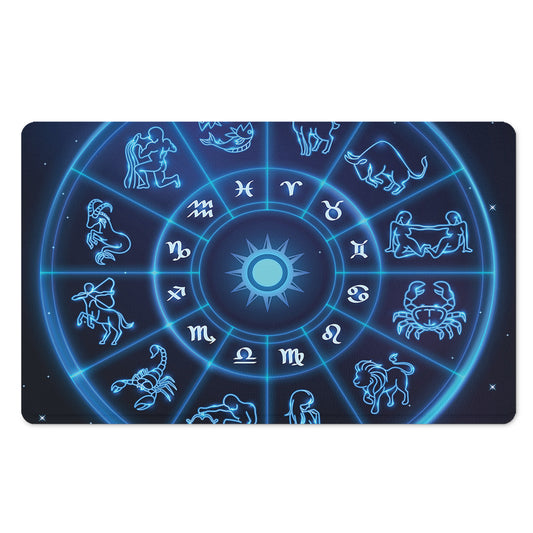Blue Light Zodiac Circle Print Polyester Doormat