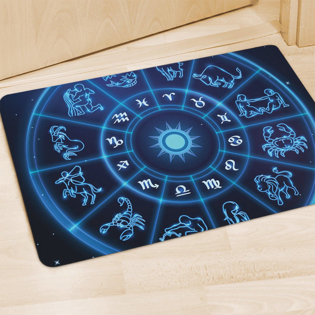 Blue Light Zodiac Circle Print Polyester Doormat