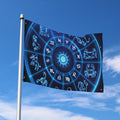 Blue Light Zodiac Circle Print Polyester Flag