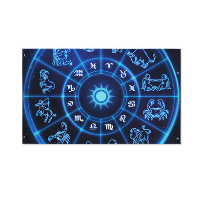 Blue Light Zodiac Circle Print Polyester Flag