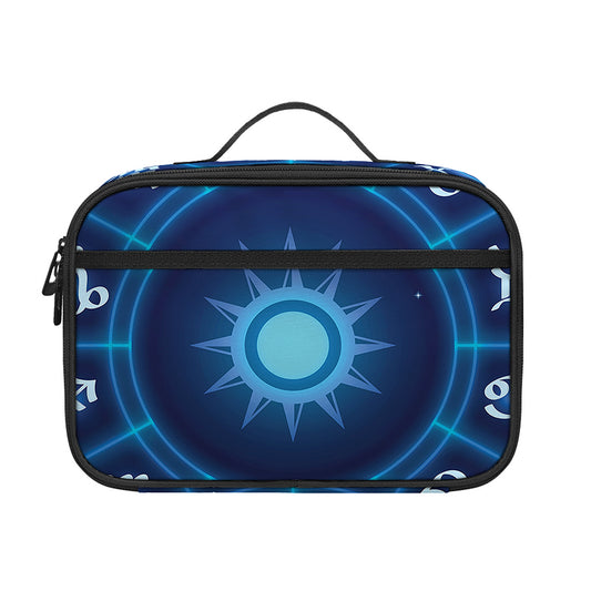 Blue Light Zodiac Circle Print Portable Lunch Bag