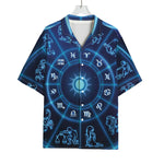 Blue Light Zodiac Circle Print Rayon Hawaiian Shirt