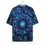 Blue Light Zodiac Circle Print Rayon Hawaiian Shirt