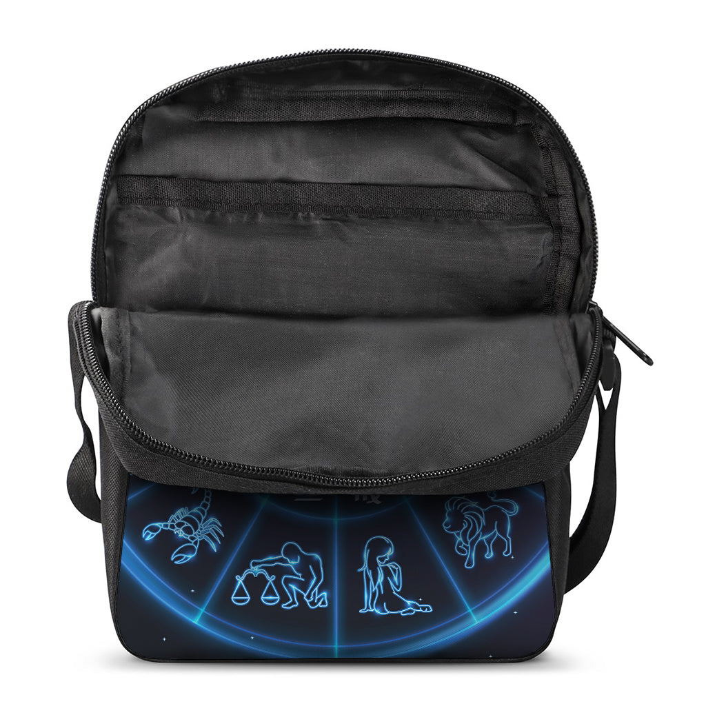 Blue Light Zodiac Circle Print Rectangular Crossbody Bag