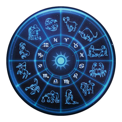 Blue Light Zodiac Circle Print Round Blanket