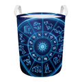 Blue Light Zodiac Circle Print Round Laundry Basket