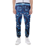 Blue Light Zodiac Circle Print Scuba Joggers