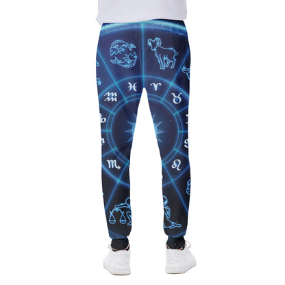 Blue Light Zodiac Circle Print Scuba Joggers