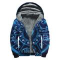 Blue Light Zodiac Circle Print Sherpa Lined Zip Up Hoodie