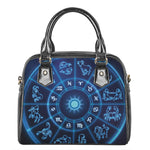 Blue Light Zodiac Circle Print Shoulder Handbag