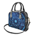 Blue Light Zodiac Circle Print Shoulder Handbag